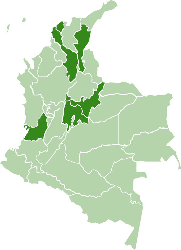 Mapa de Colombia con los departamentos donde Obycon tiene obra ejecutada